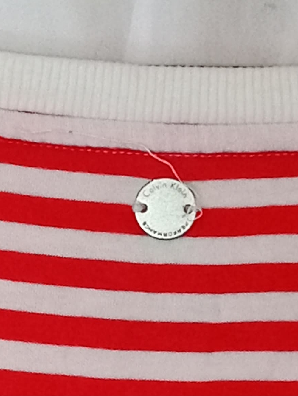 Calvin Klein Performance Red White Striped Soft Dress Nightshirt Cold Shoulder - Picture 4 of 7